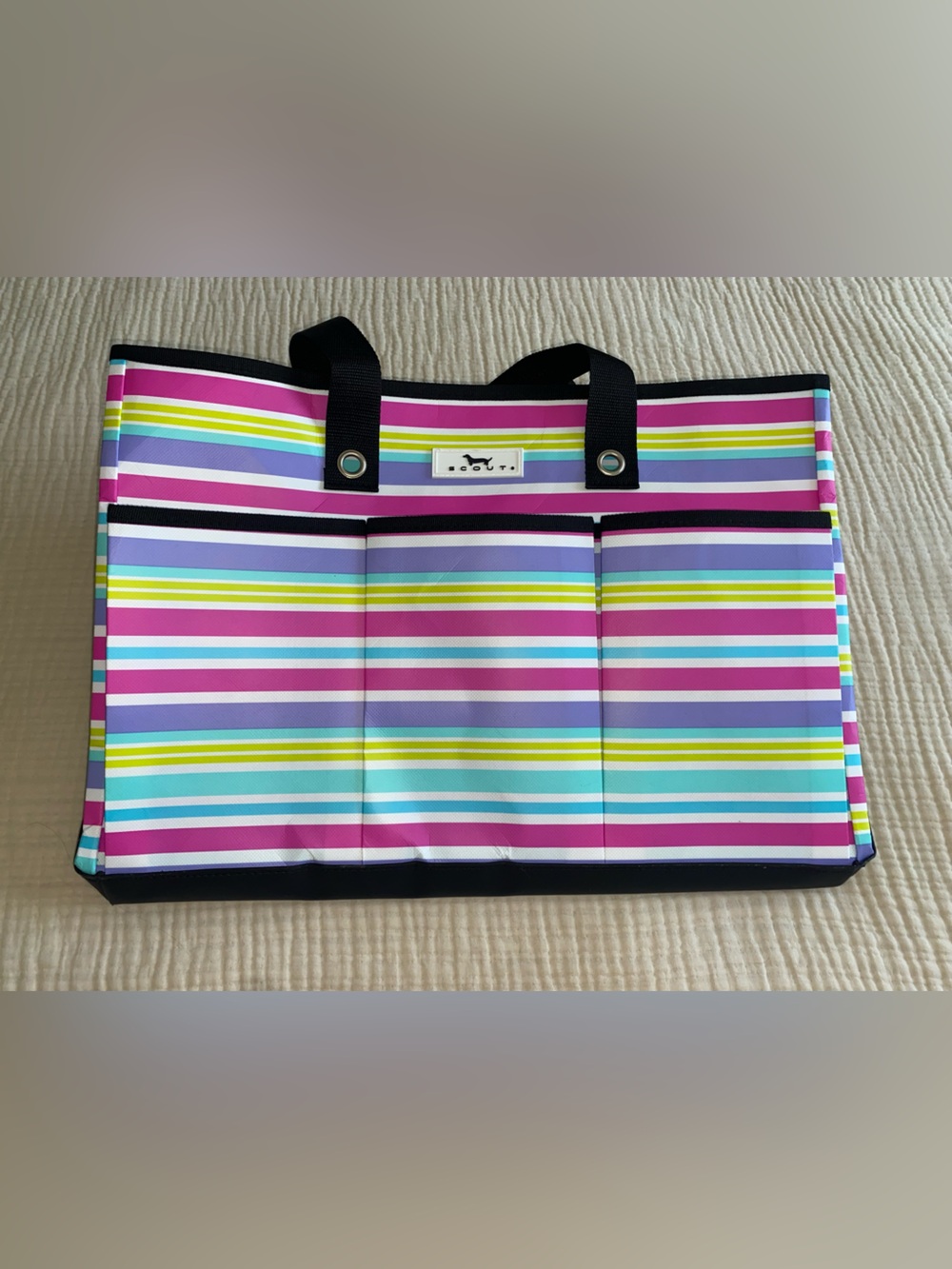 NWT SCOUT The BJ Bag Pocket Tote Large Utility Travel Beach Teacher Tote Stripe